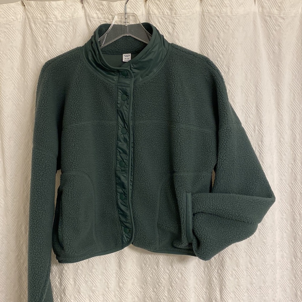 Old Navy Dark Green Sherpa Fleece Jacket